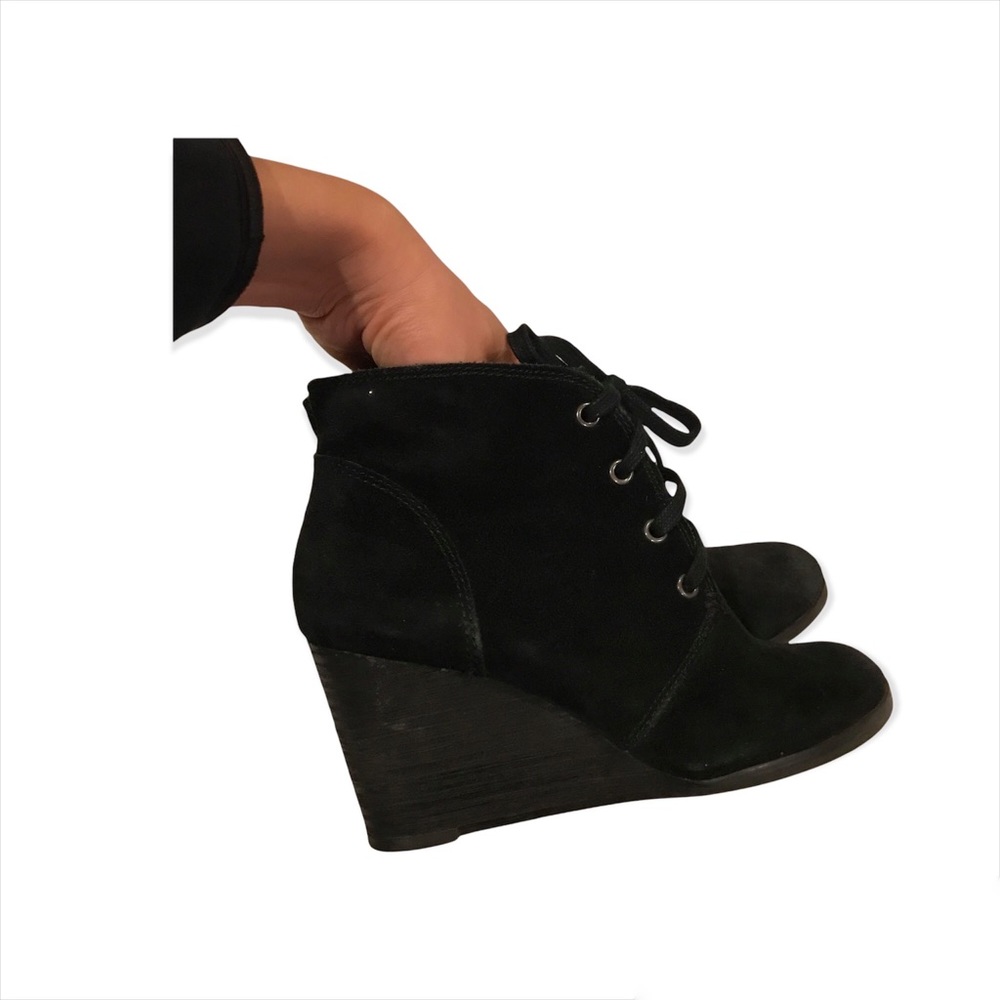 Lucky Brand Black Oiled Suede Ankle Booties LK-SWAYZE Size 7 - Picture 8 of 11
